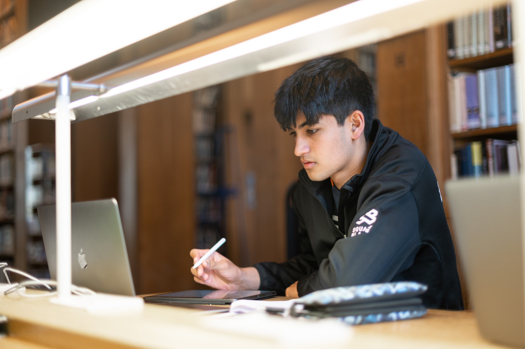 A student working in the library
