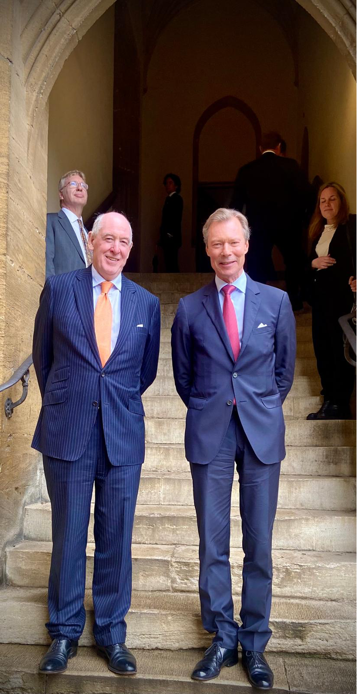 The Grand Duke and the Warden on the steps to the dining hall