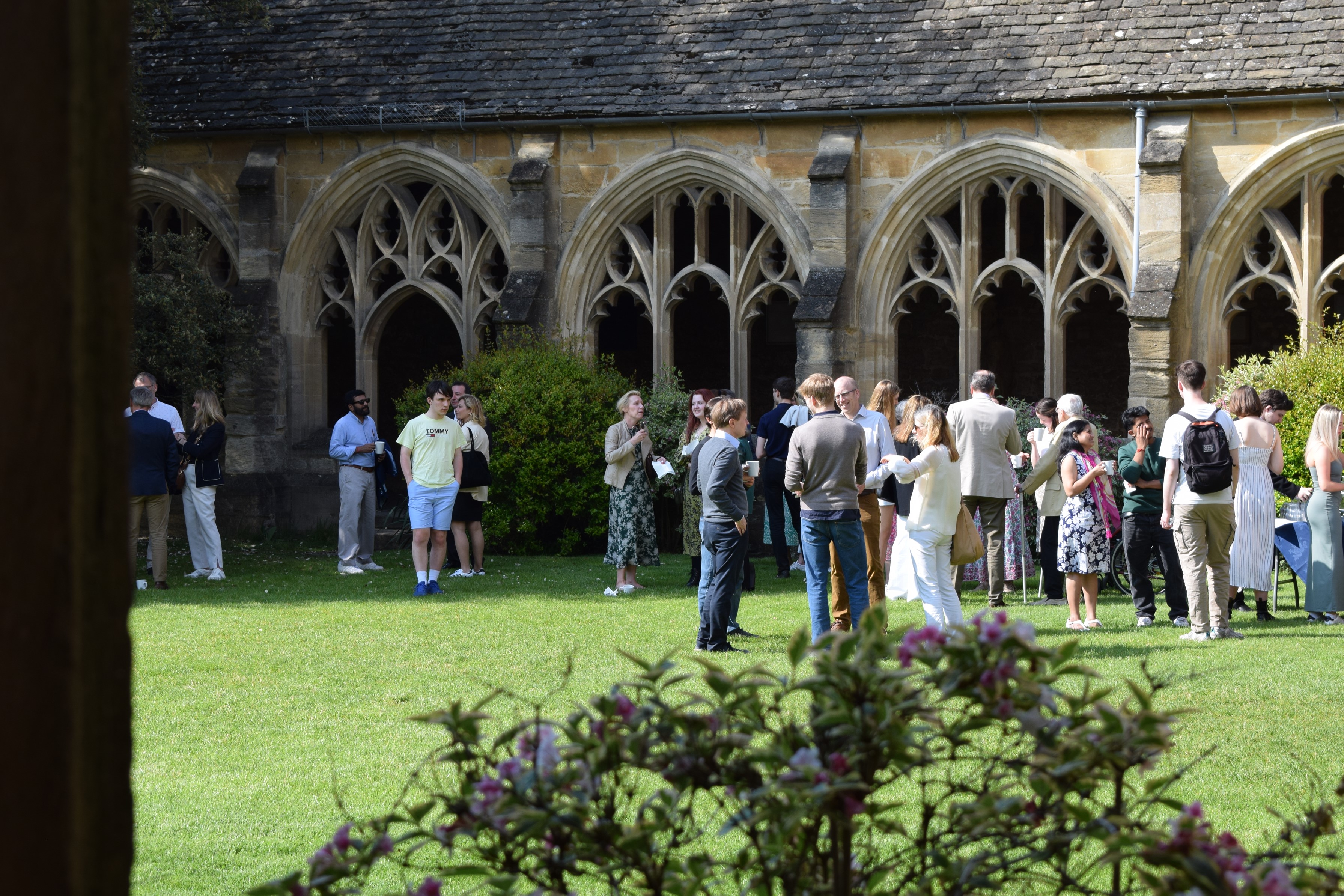 Guests gather in the cloisters on Parents' Day