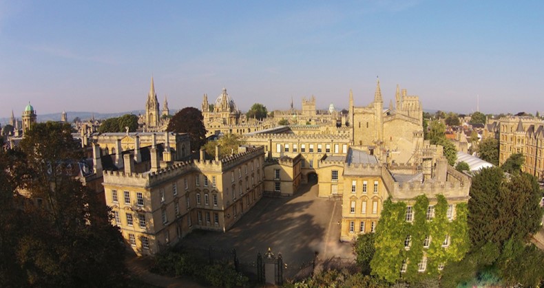 Garden Quad from drone showing proximity to central Oxford