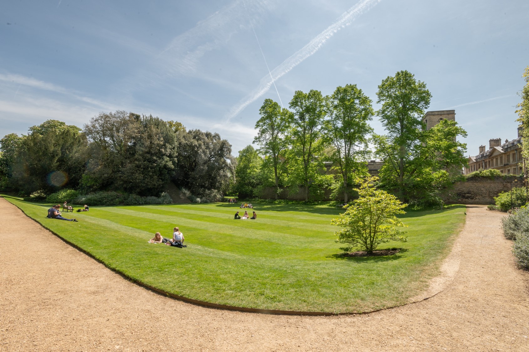 Students on the lawn in front of the Mound