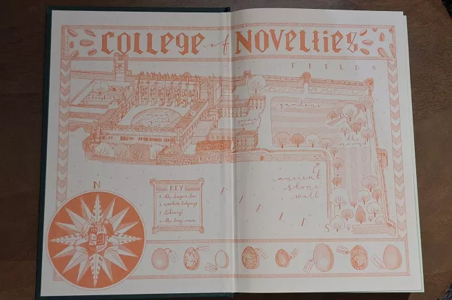 Nicola Howell Hawley, endpapers illustration to Andrew Caldecott’s Simul (2024)