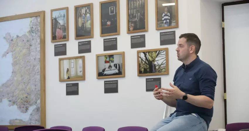 Head of Outreach talking to a school group