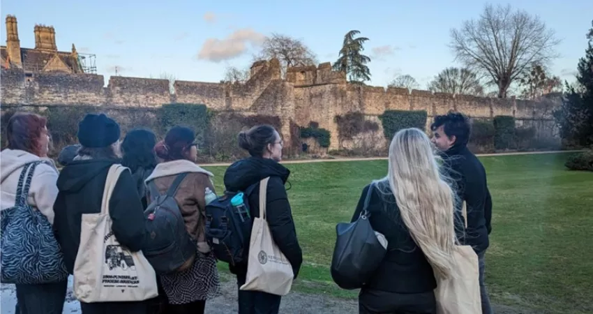 Students by the medieval City Wall