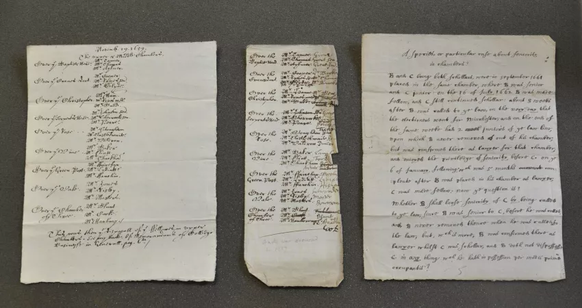 Three old documents with handwritten lists and texts