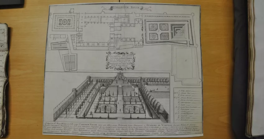 Old hand-drawn layout of the New College grounds