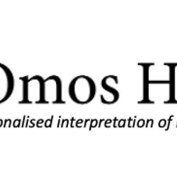 Logo - 'Omos HealthL Personalised interpretation of laboratory test results'. Icon depicting a circle with graph results inside. 