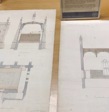 Drawn designs for a gothic hall